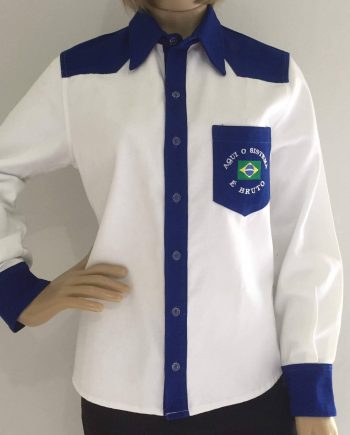 Camisa Social Tecido Brim com Manga Longa