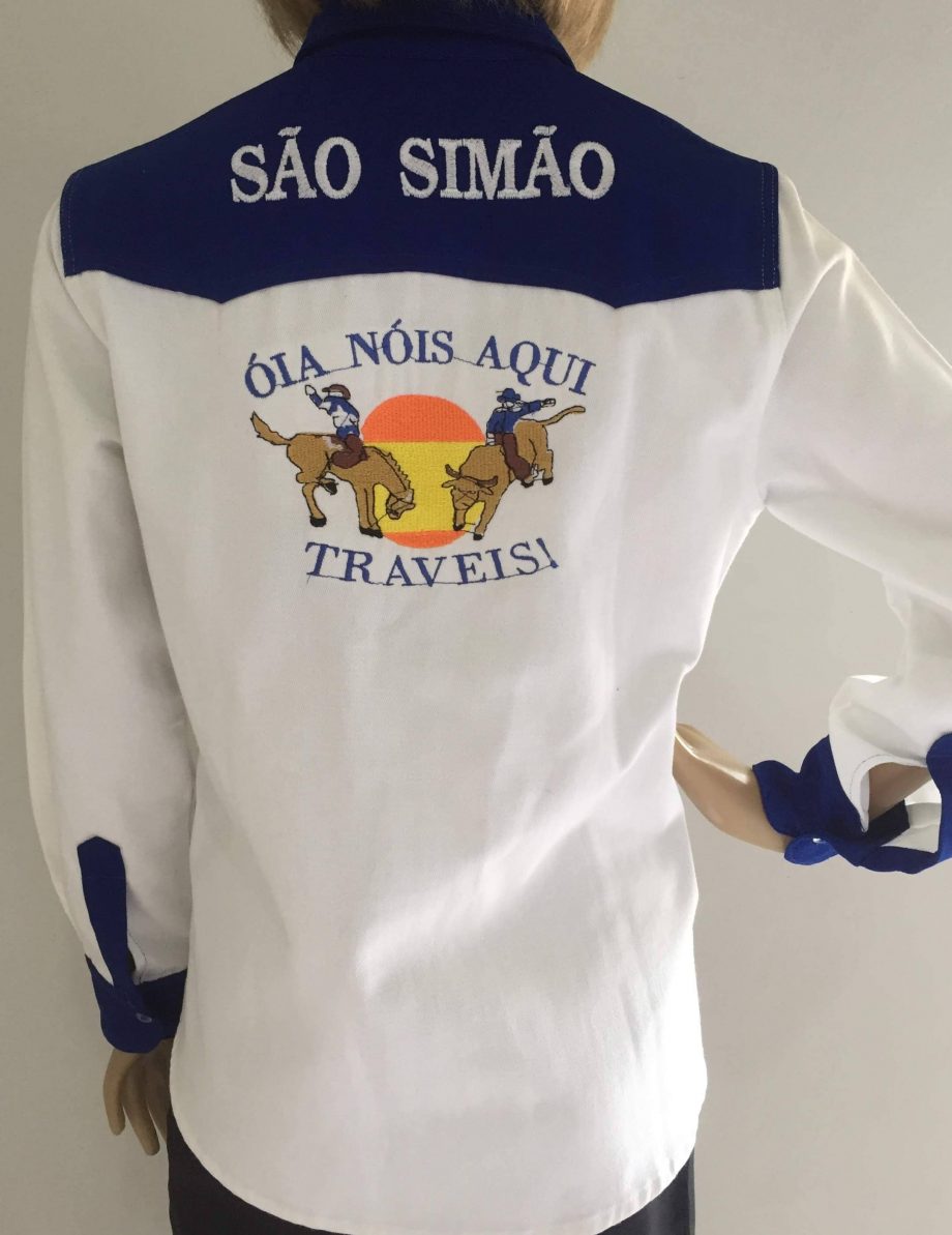 Camisa Social Tecido Brim com Manga Longa